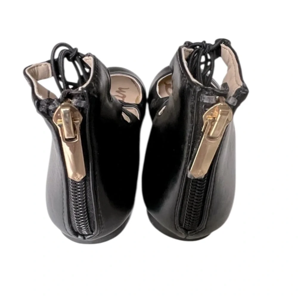 Sam Edelman NEW Girls Felicia Stella Ballet Lace Up Flats Shoes zip Black Sz 12